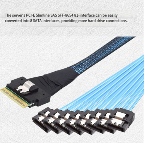 SFF-8654 8i から 8X 74pin Target ハードドライブ ファンアウトケーブル